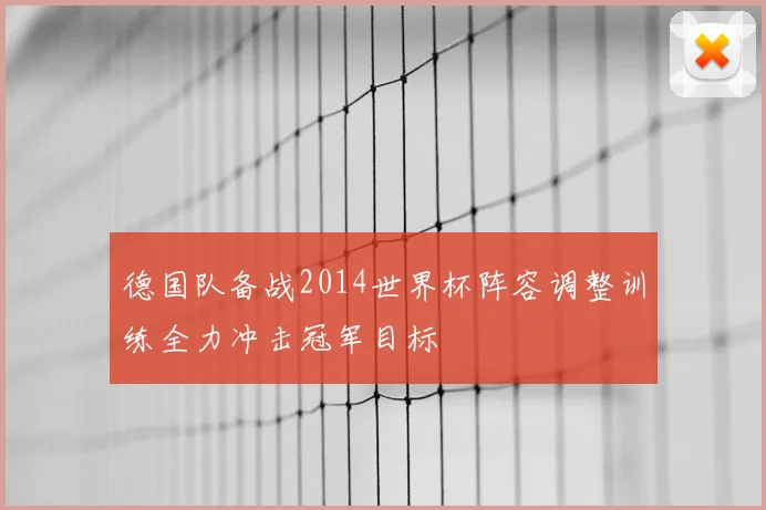 德国队备战2014世界杯阵容调整训练全力冲击冠军目标